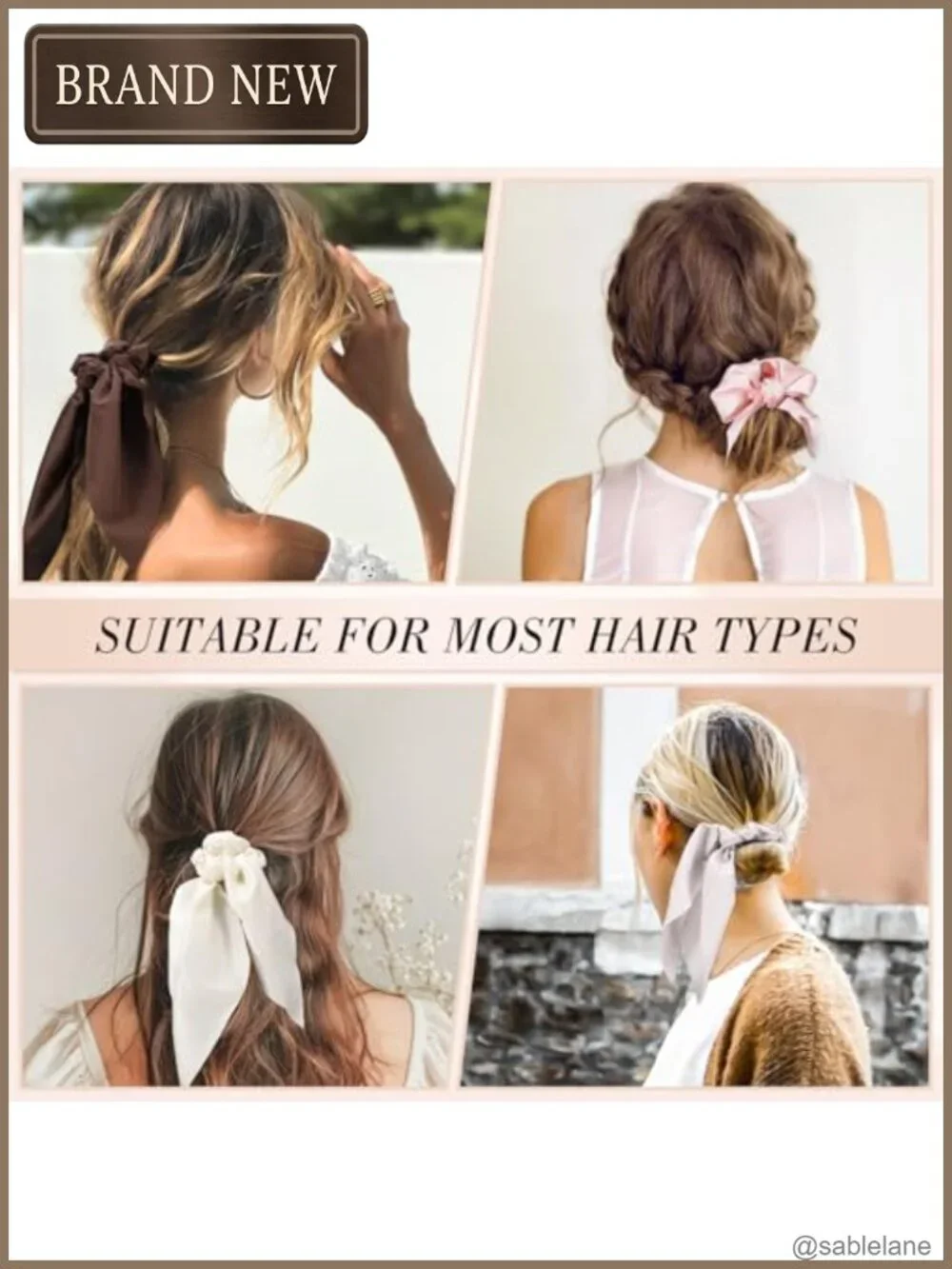 8 Pack Satin Bow Scrunchie Ribbon Hair Ties for Women